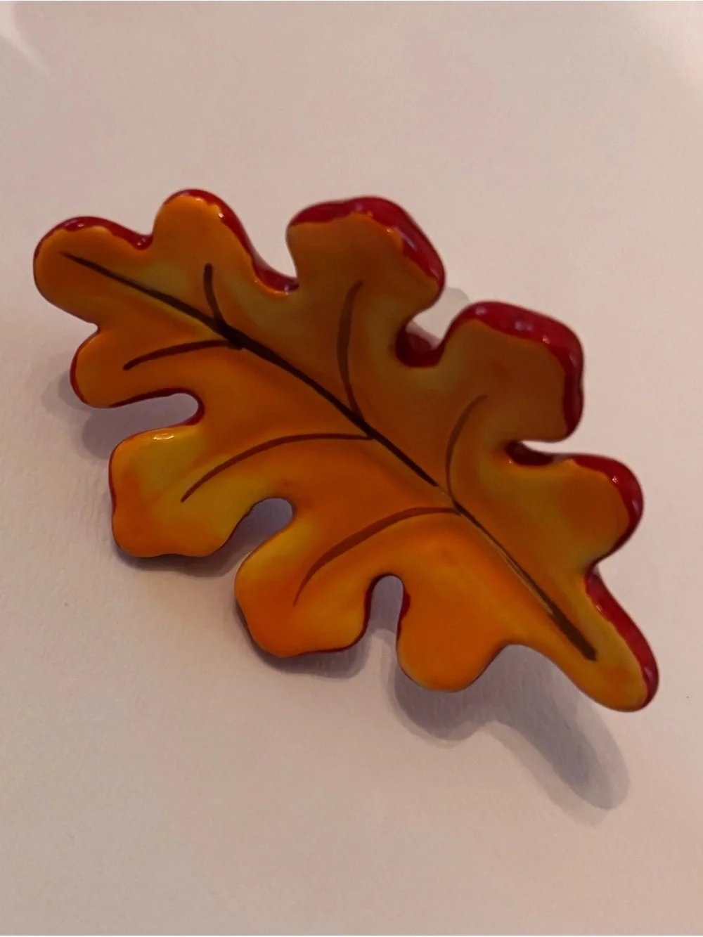 Nora Fleming Orange & Red Oak Leaf Miniature Serveware Mini